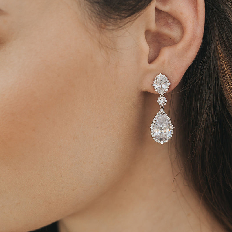 CZ teardrop earrings Brooklyn Liberty in Love