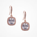 Bryony square cut CZ drop earrings (rose gold) - Liberty in Love