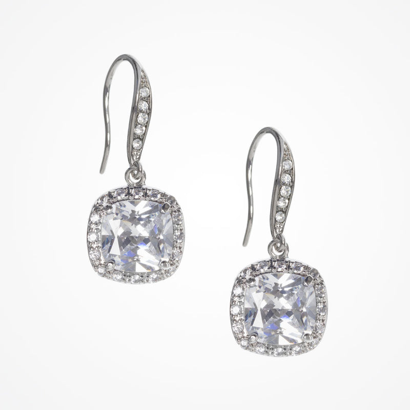 Bryony square cut CZ drop earrings (silver) - Liberty in Love