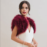 Burgundy feather bridal bolero - Liberty in Love