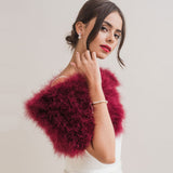 Burgundy feather bridal stole - Liberty in Love