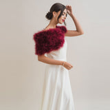 Burgundy feather bridal stole - Liberty in Love