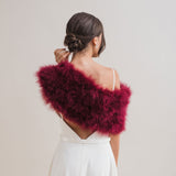 Burgundy feather bridal stole - Liberty in Love