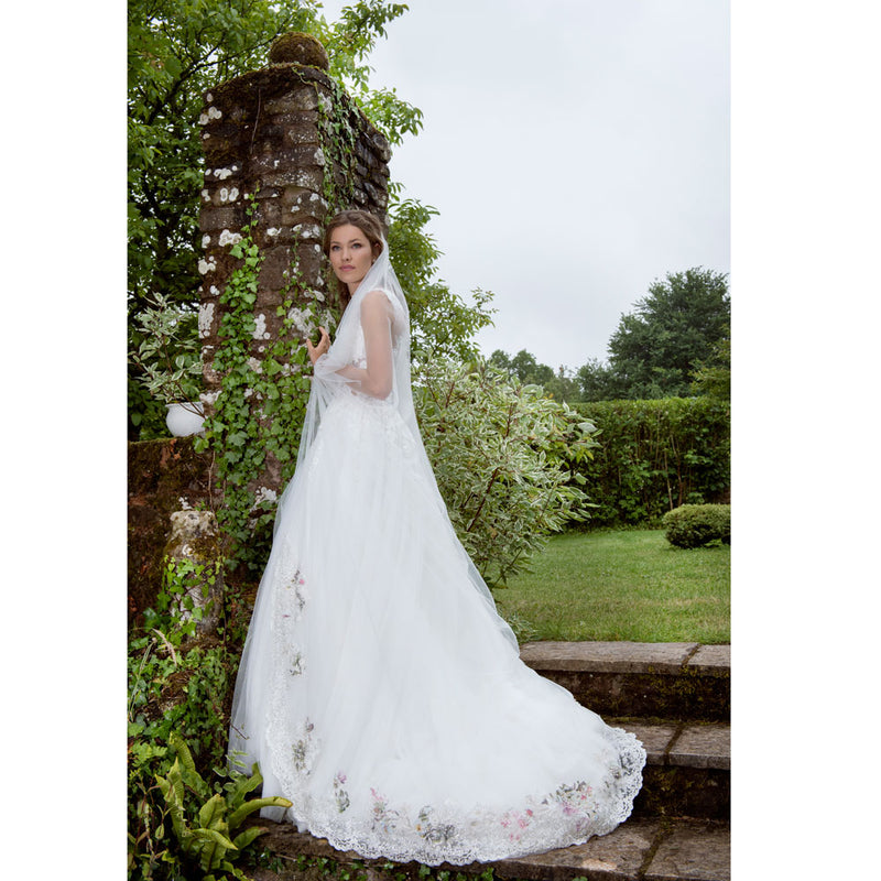 Cairns watercolour floral lace edge veil - Liberty in Love