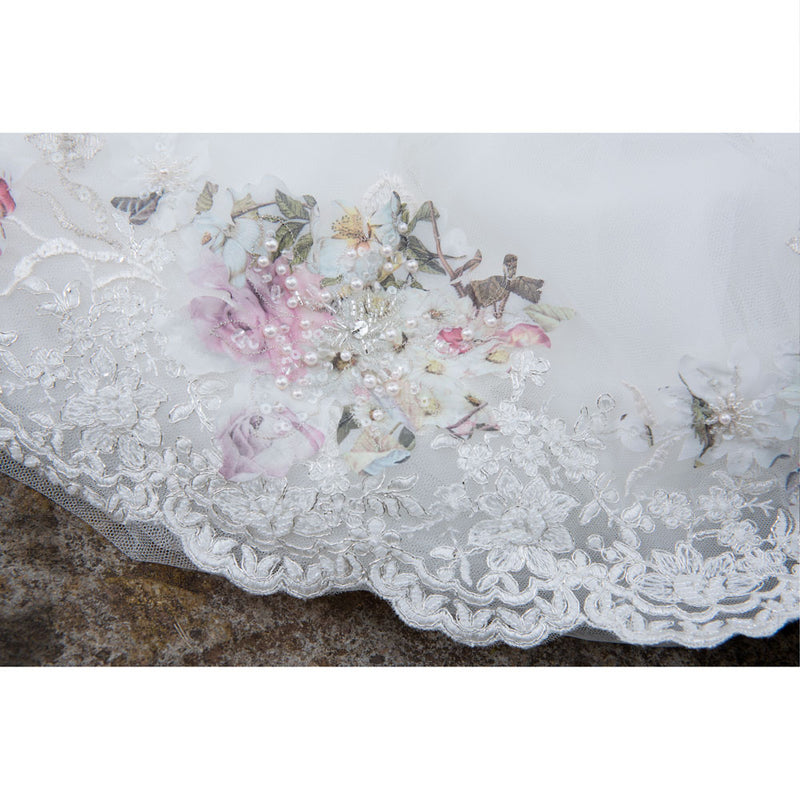 Cairns watercolour floral lace edge veil - Liberty in Love