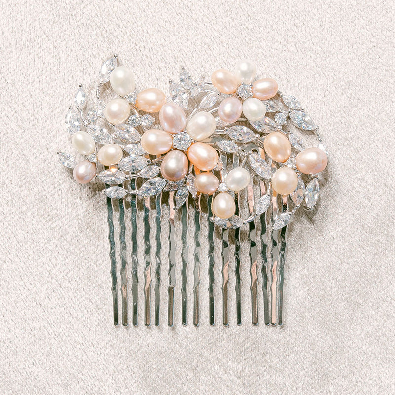 Calla pearl and crystal floral hair comb - Liberty in Love