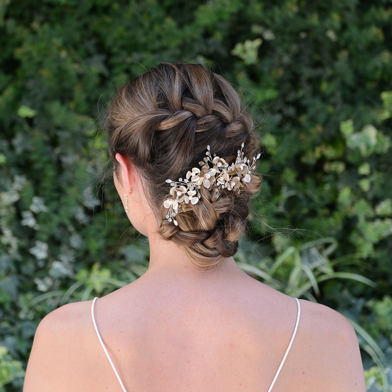 Cappuccino blossom floral hair clip - Liberty in Love