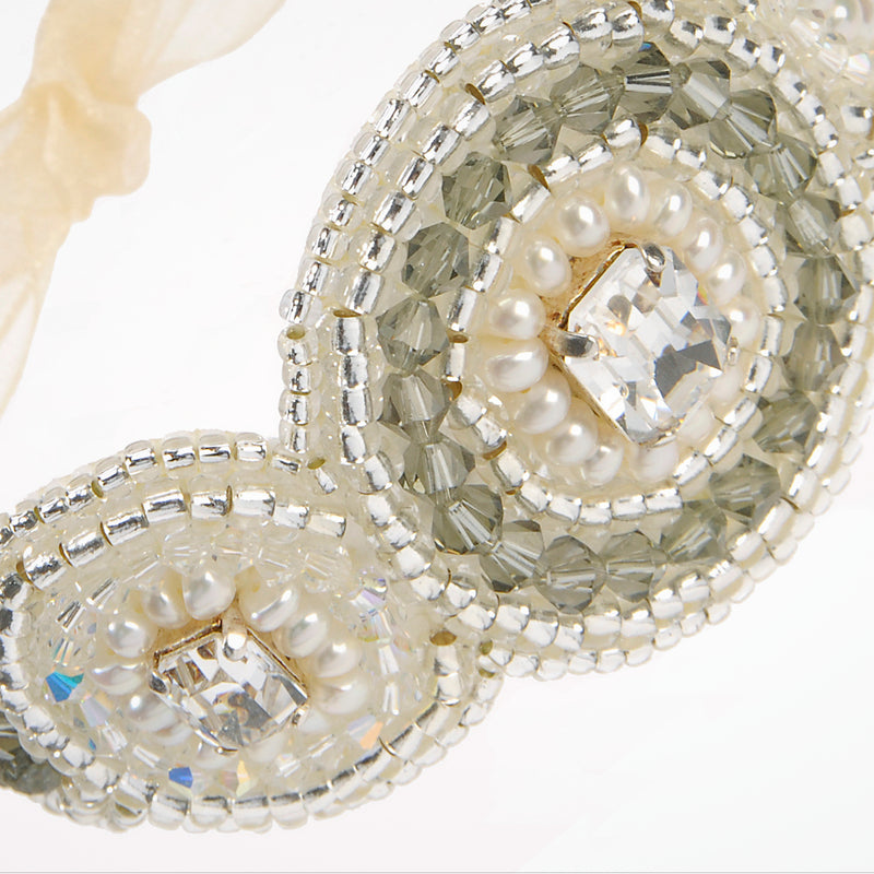 Capri beaded bridal cuff with Swarovski crystal (black diamond) - Liberty in Love