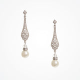 Cassia antique long drop pearl earrings (silver) - Liberty in Love