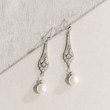 Cassia antique long drop pearl earrings (silver) - Liberty in Love