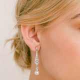 Cassia antique long drop pearl earrings (silver) - Liberty in Love
