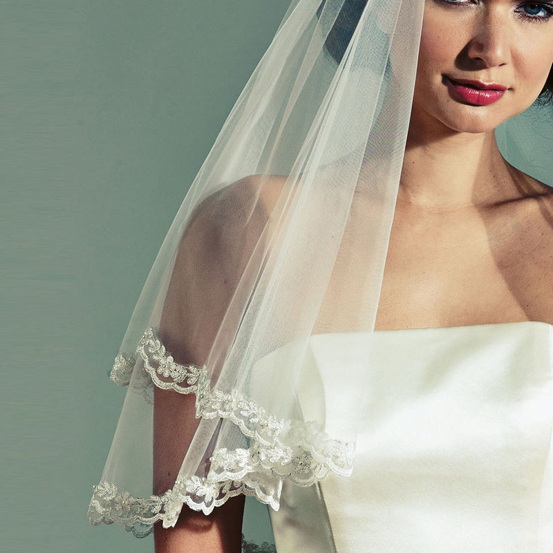 Castello beaded edge tulle veil - Liberty in Love