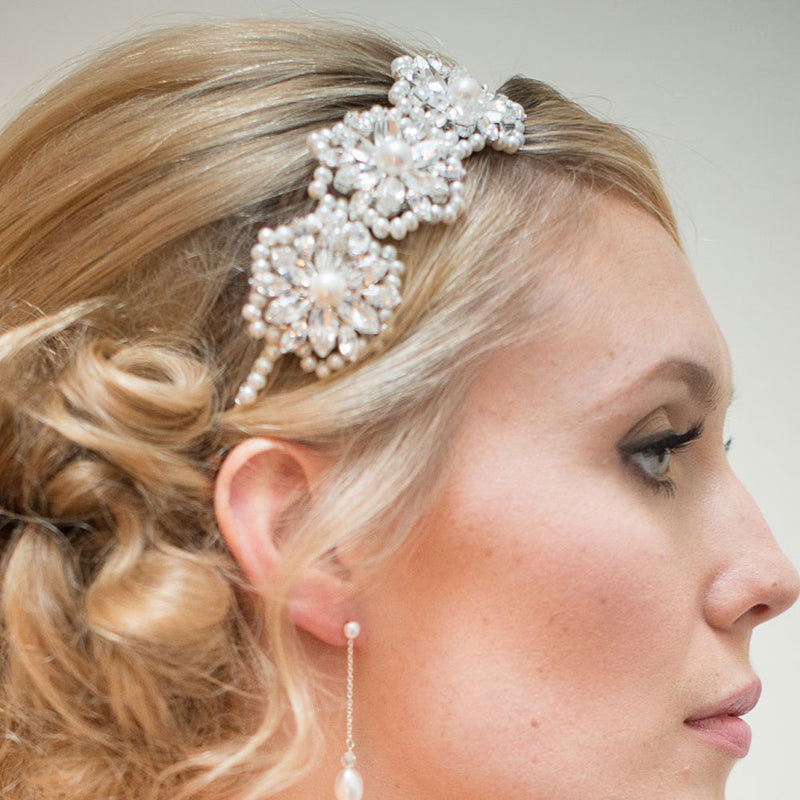 Cecily pearl and diamante floral motif headband - Liberty in Love