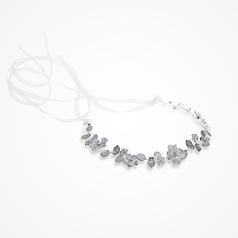 Celestia silver enamelled blossoms hair vine - Liberty in Love