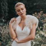 Champagne feather bridal bolero XS - (size 6-8) - Liberty in Love