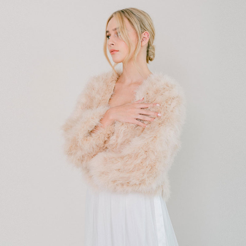 Champagne feather bridal jacket - Liberty in Love