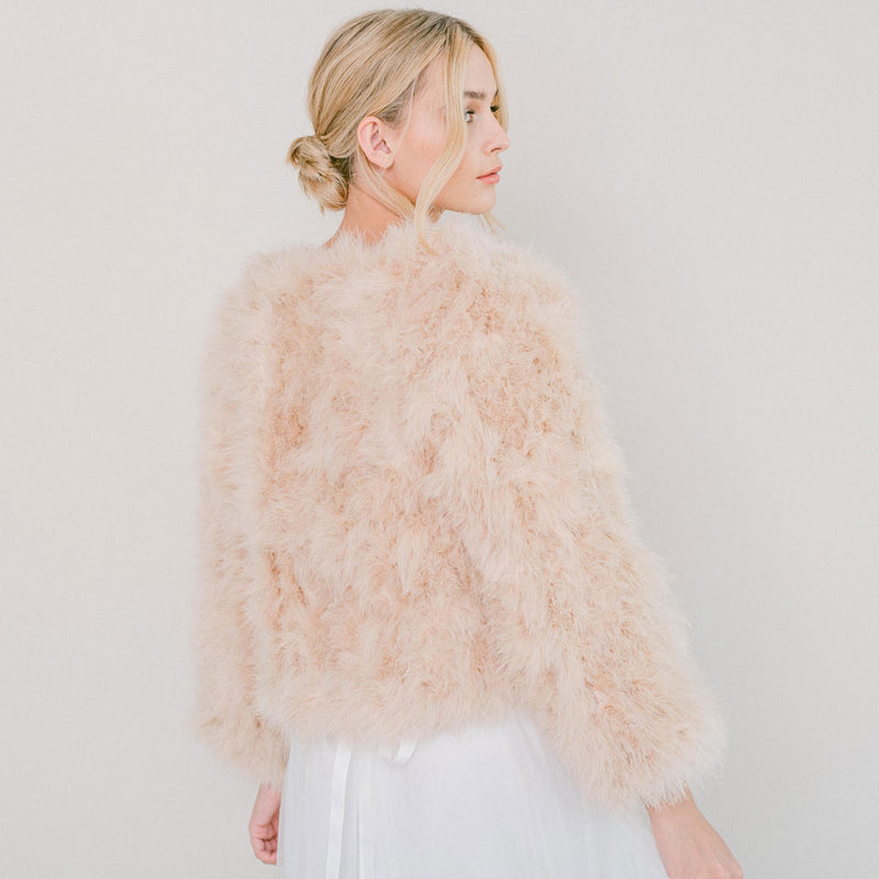 Champagne feather bridal jacket - Liberty in Love