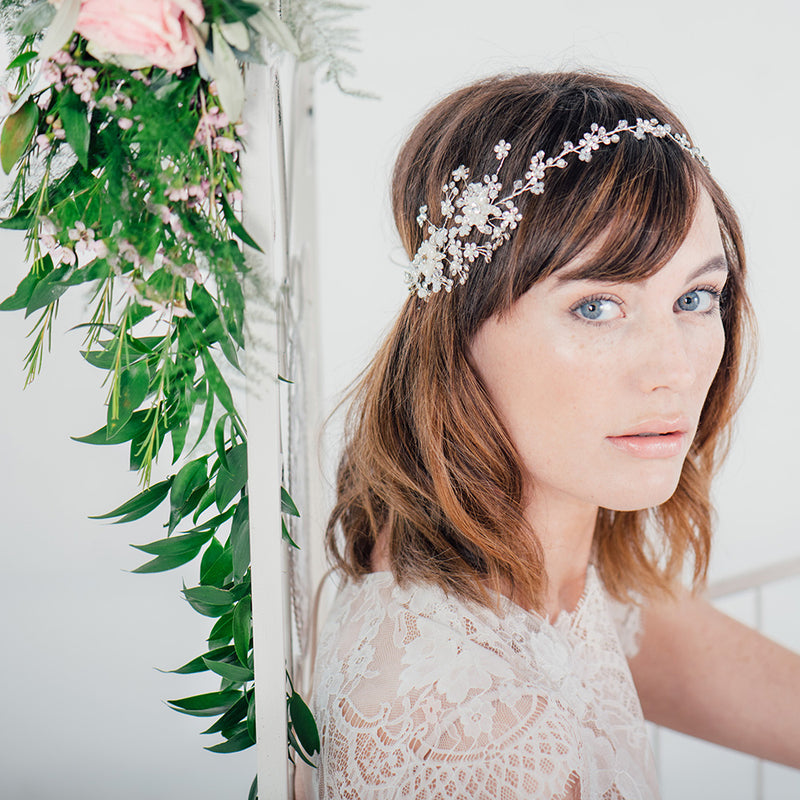 Charlie clustered pearl blossoms hair vine - Liberty in Love