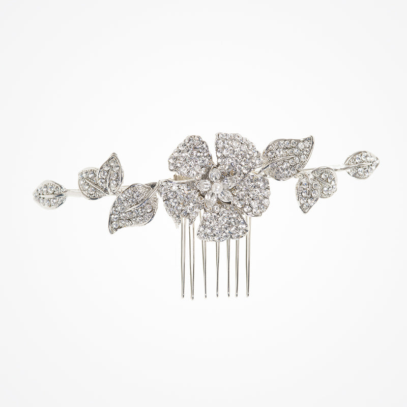 Charlotte crystal blossom and leaves hair comb - Liberty in Love