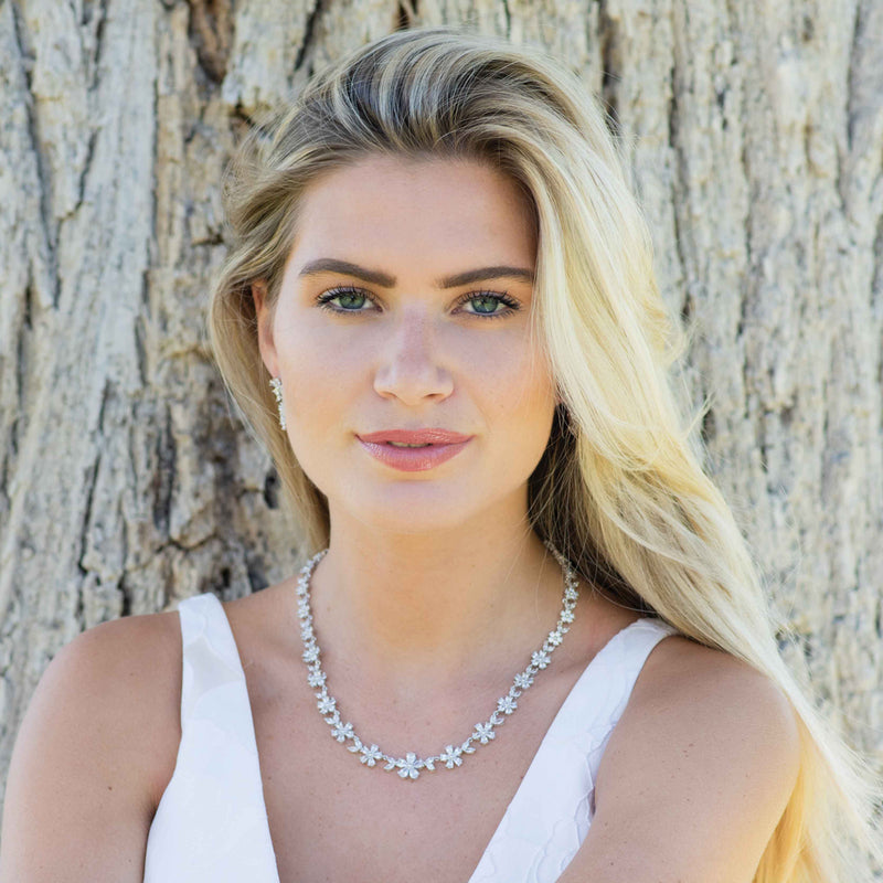 Cherish cubic zirconia flower necklace - Liberty in Love