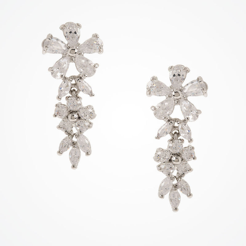 Cherish cubic zirconia flower drop earrings - Liberty in Love
