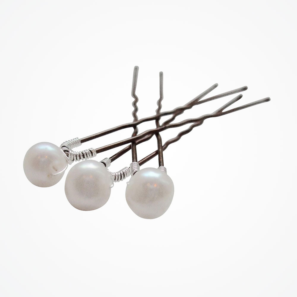 Pearl wedding hair pins by Chez Bec Freshwater pearl hair pins