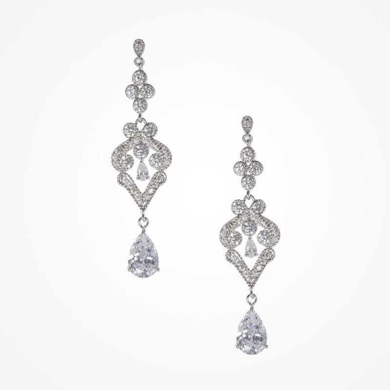 Chiara chandelier CZ teardrop earrings (silver) - Liberty in Love