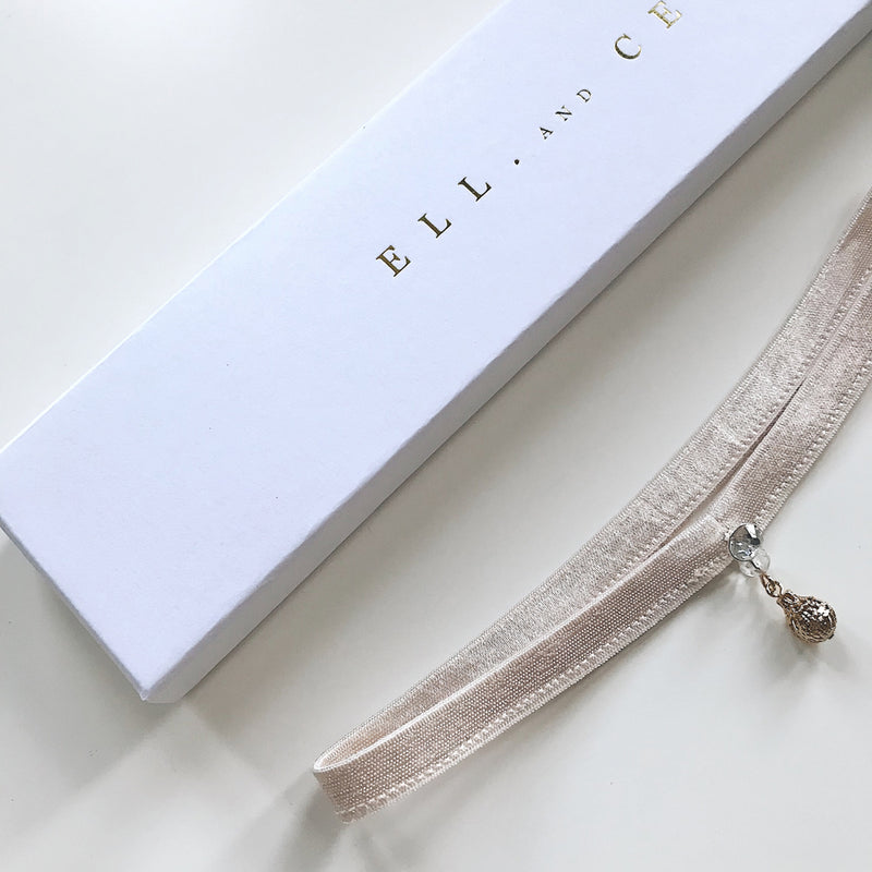 Chie crystal droplet champagne band garter - Liberty in Love