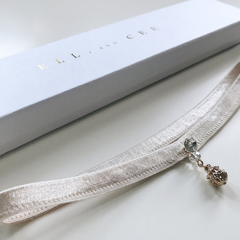 Chie crystal droplet champagne band garter - Liberty in Love