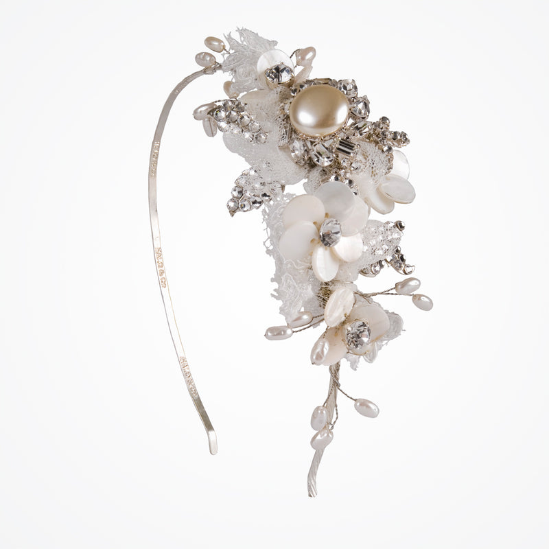 China crystal, pearl & tulle side tiara headband - Liberty in Love