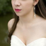 Christine long drop pearl and crystal briolette earrings - Liberty in Love