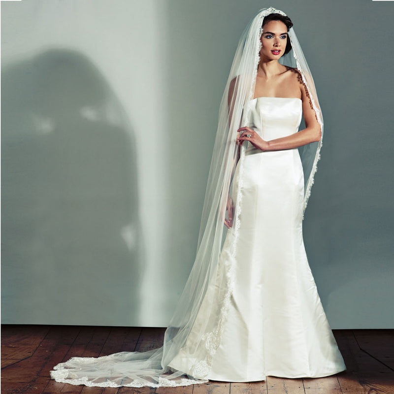 Cila lace edged tulle veil - Liberty in Love