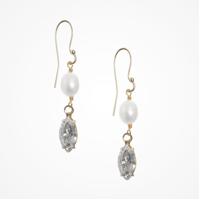 Clover pearl and crystal drop earrings - Liberty in Love