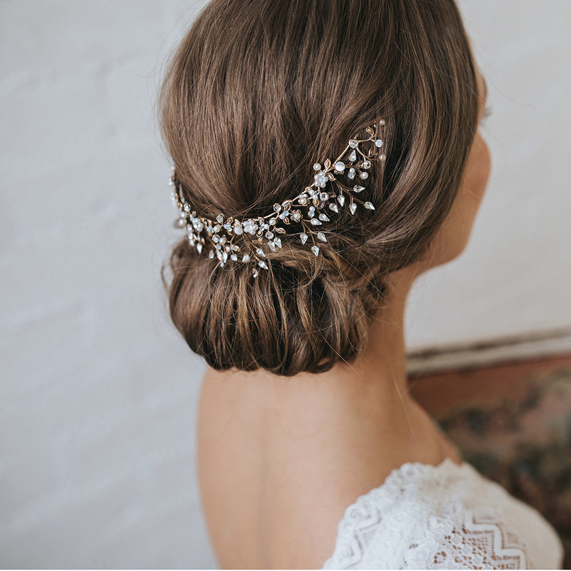 Coco crystal and pearl antique gold headpiece - Liberty in Love
