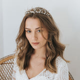 Coco crystal and pearl antique gold headpiece - Liberty in Love