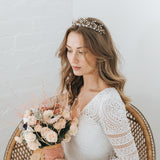 Coco crystal and pearl antique gold headpiece - Liberty in Love