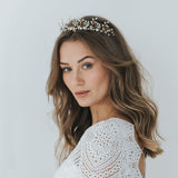 Coco crystal and pearl antique gold headpiece - Liberty in Love