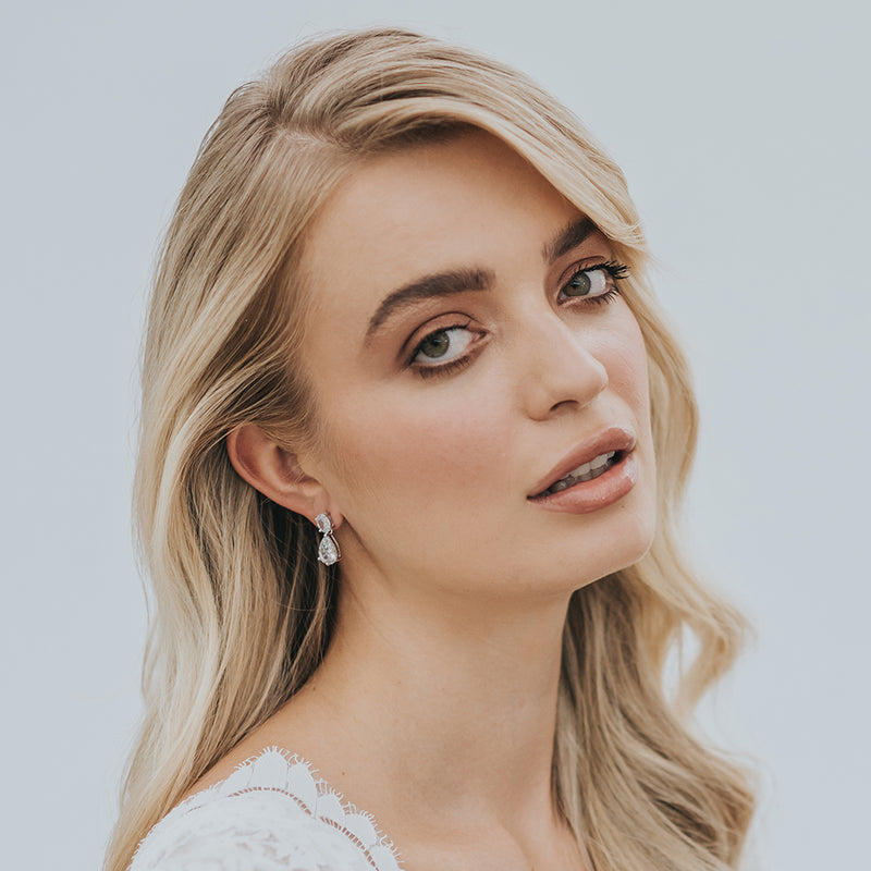 Cora CZ teardrop earrings (silver) - Liberty in Love