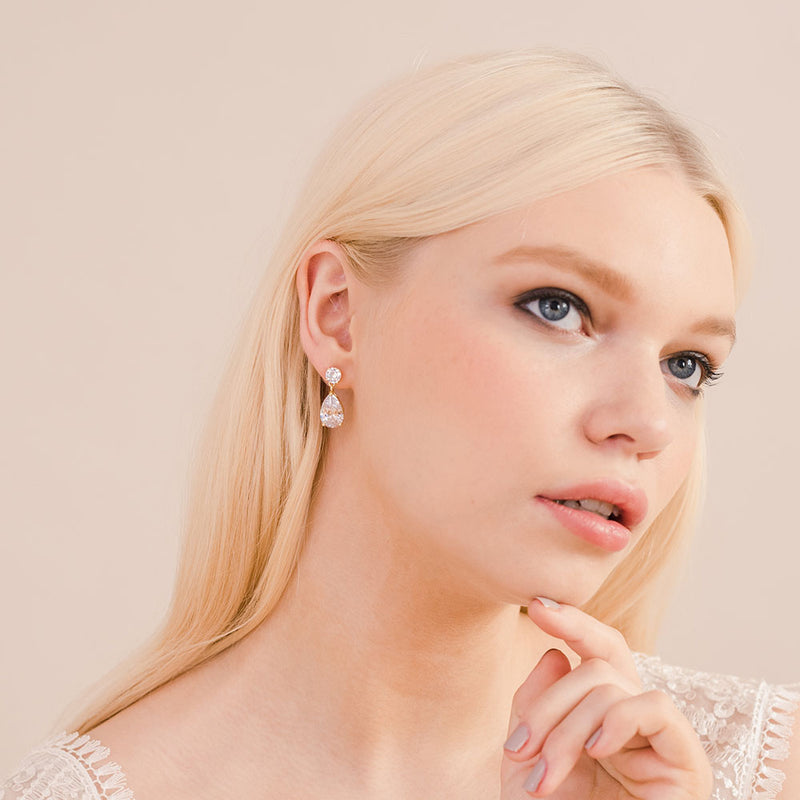 Cora CZ teardrop earrings (gold) - Liberty in Love