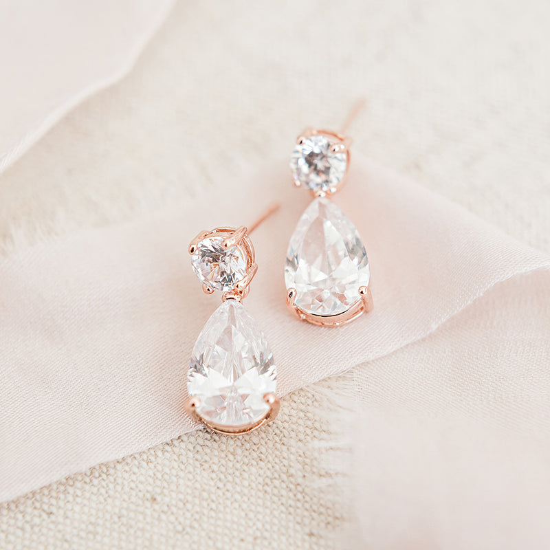 Cora CZ teardrop earrings (rose gold) - Liberty in Love