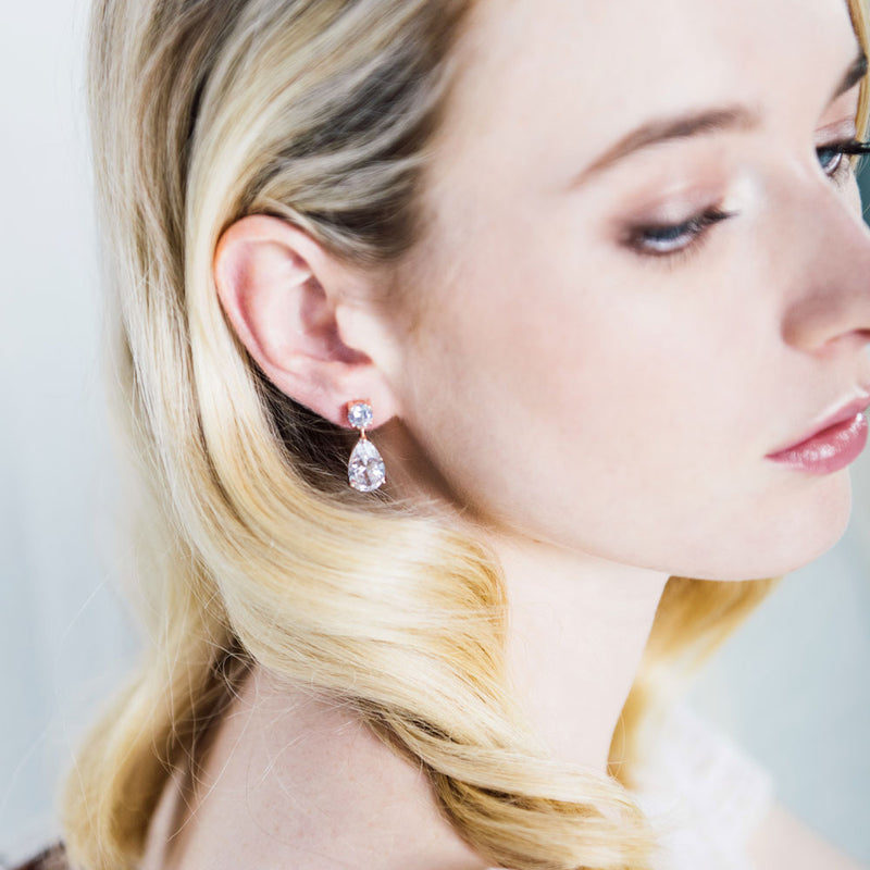 Cora CZ teardrop earrings (rose gold) - Liberty in Love