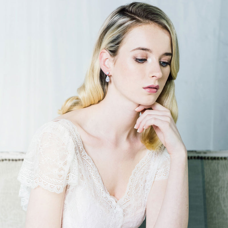 Cora CZ teardrop earrings (rose gold) - Liberty in Love