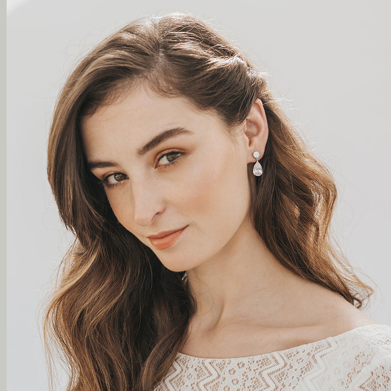 Cora CZ teardrop earrings (silver) - Liberty in Love
