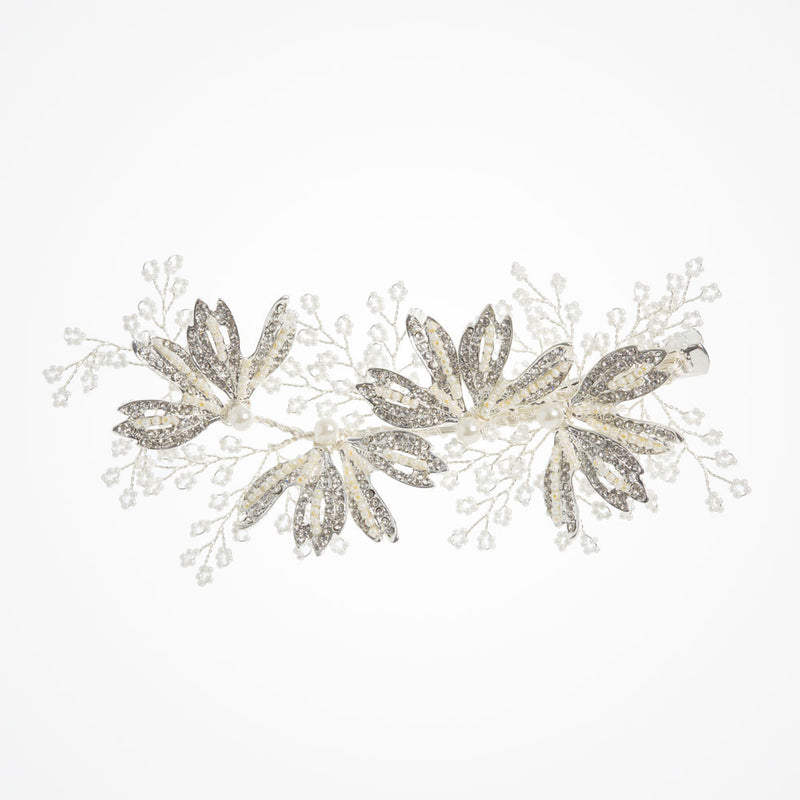 Cora silver leaves and sprigs hair clip - Liberty in Love