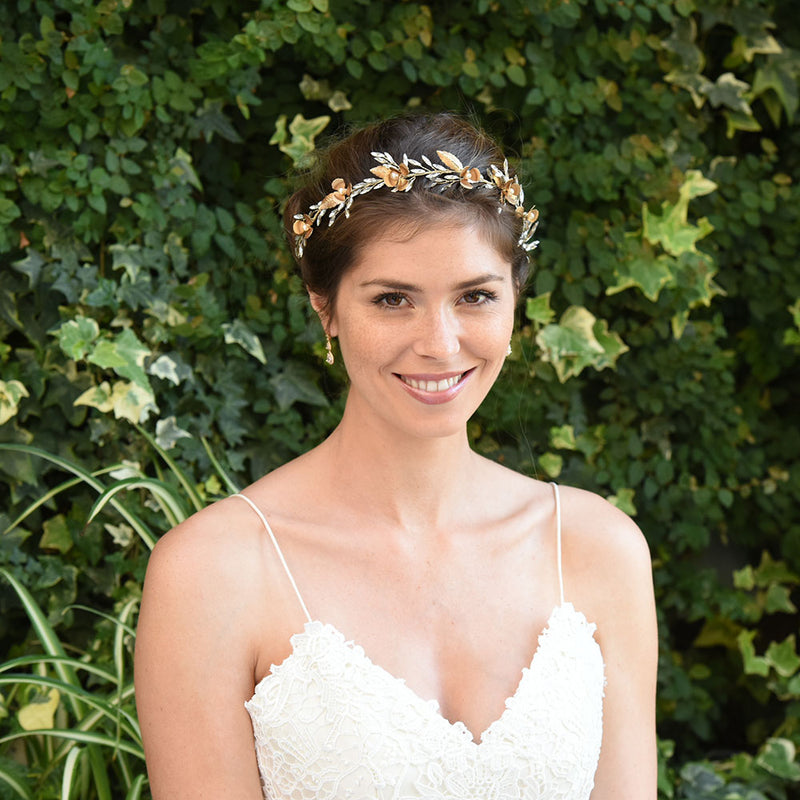 Corinthia bronze crystal leaves hair vine - Liberty in Love
