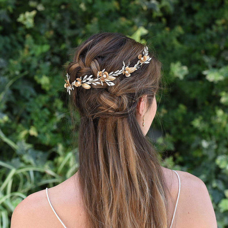 Corinthia bronze crystal leaves hair vine - Liberty in Love