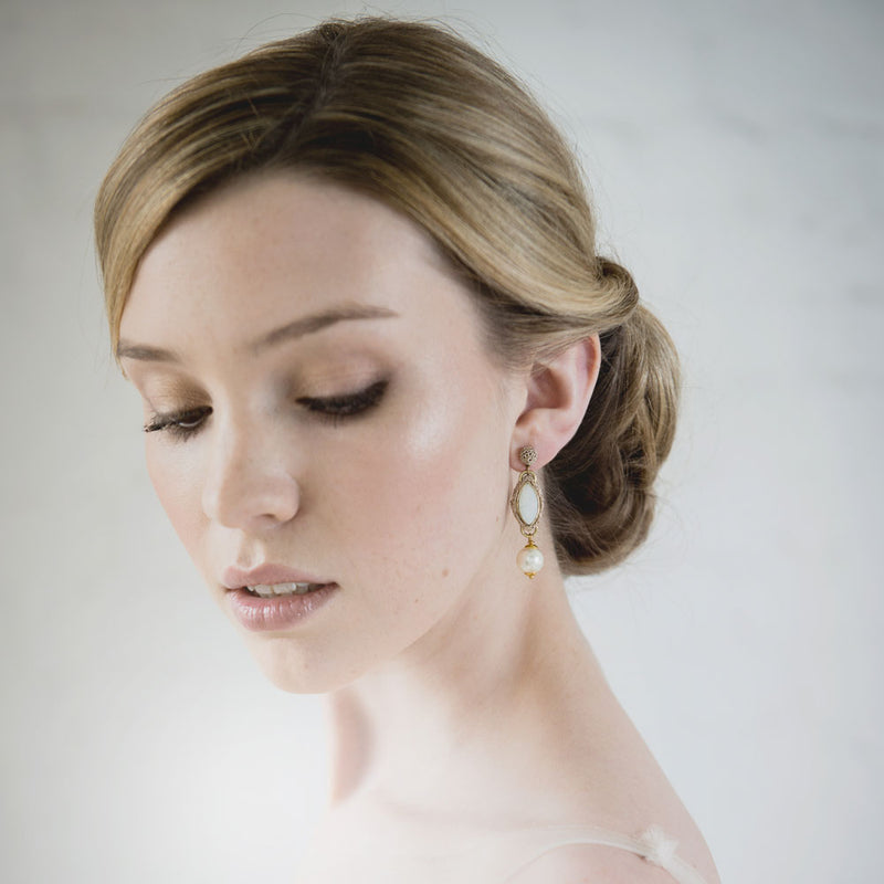 Crocheted crystal and pearl droplet earrings - Liberty in Love