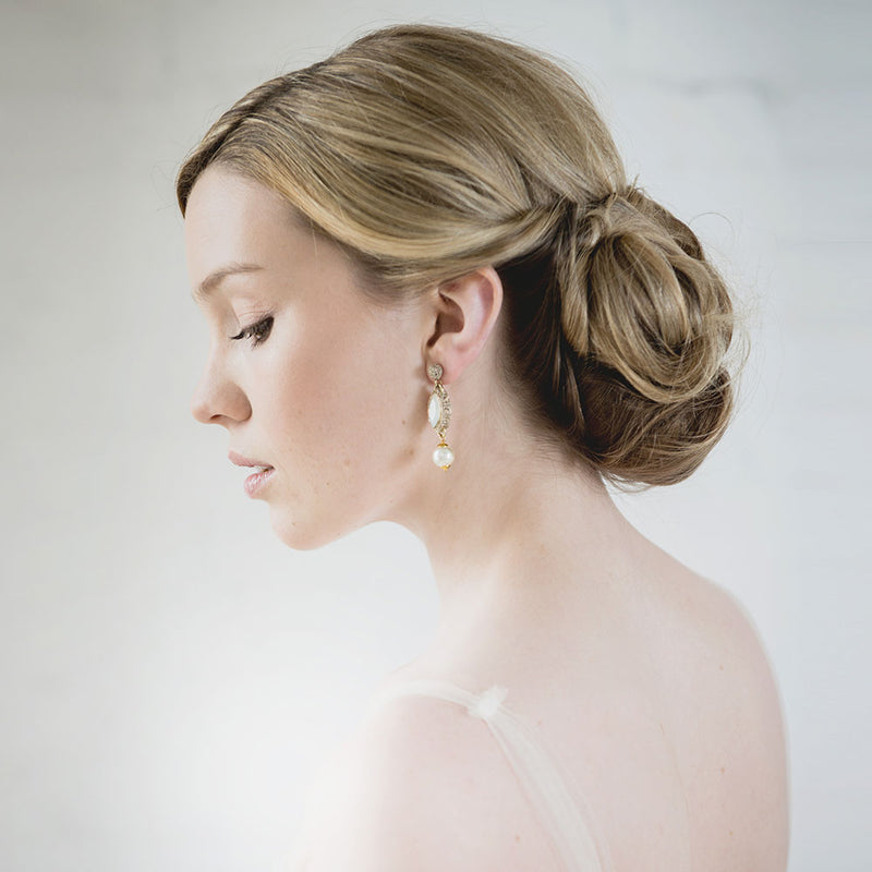 Crocheted crystal and pearl droplet earrings - Liberty in Love