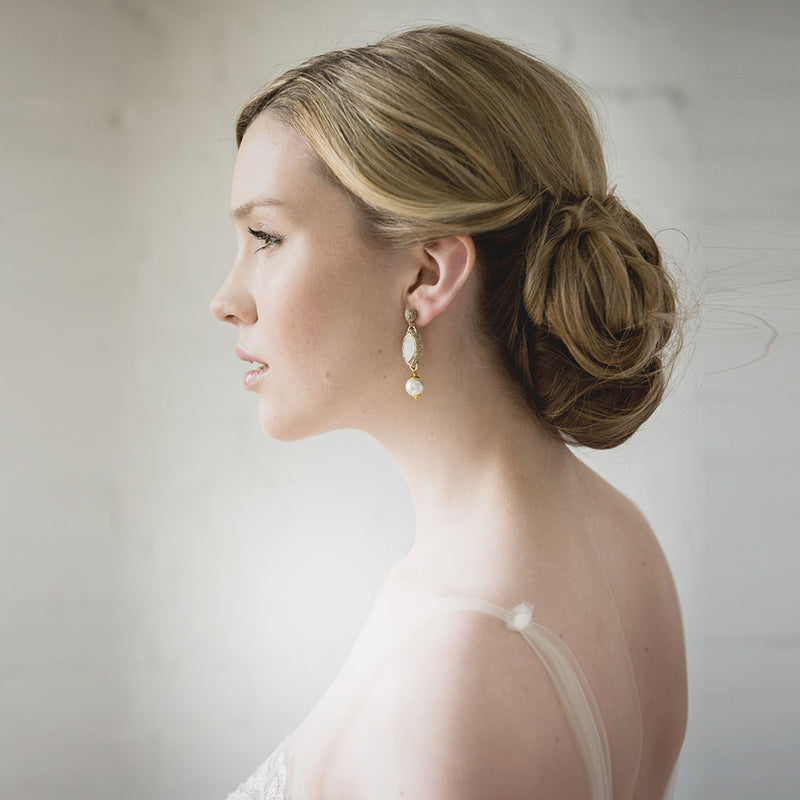 Crocheted crystal and pearl droplet earrings - Liberty in Love