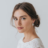 Crocheted Swarovski crystal silver teardrop earrings - Liberty in Love
